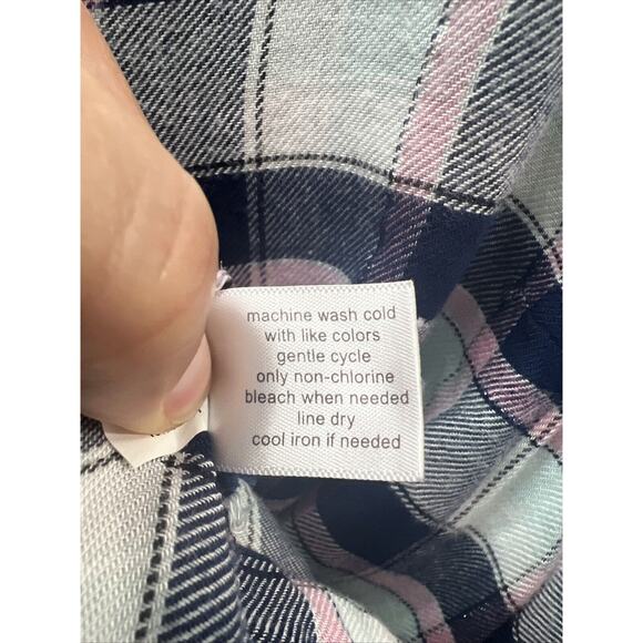 Lane Bryant Women's Plus Sz 14 16 Pink Black Plaid Flannel Flared Bottom Shirt - Picture 4 of 12